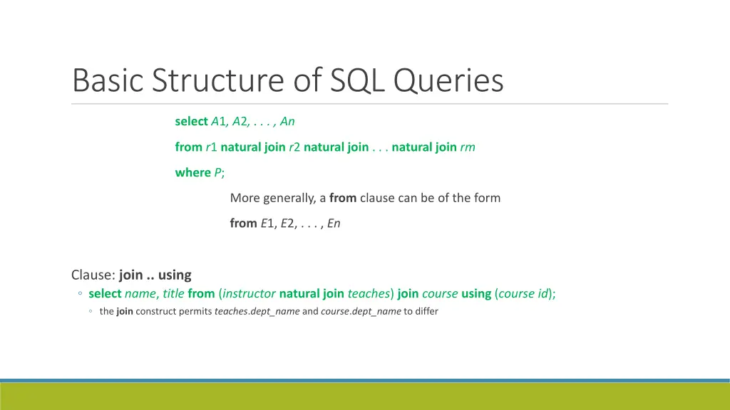 basic structure of sql queries 5