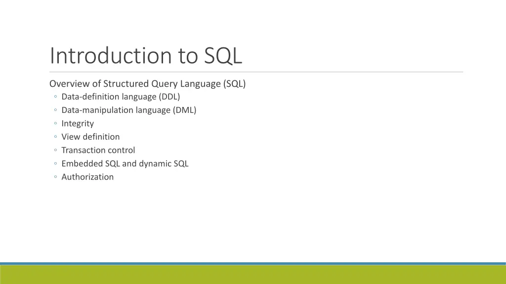 introduction to sql