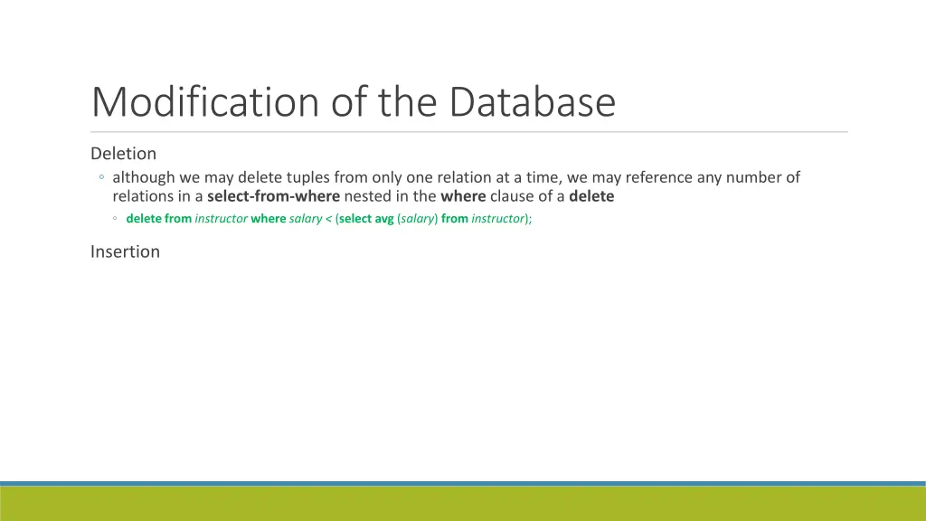modification of the database 1