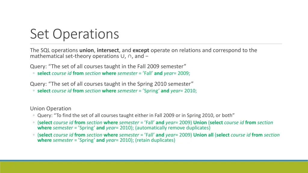 set operations