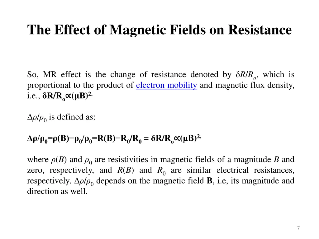 the effect of magnetic fields on resistance 2
