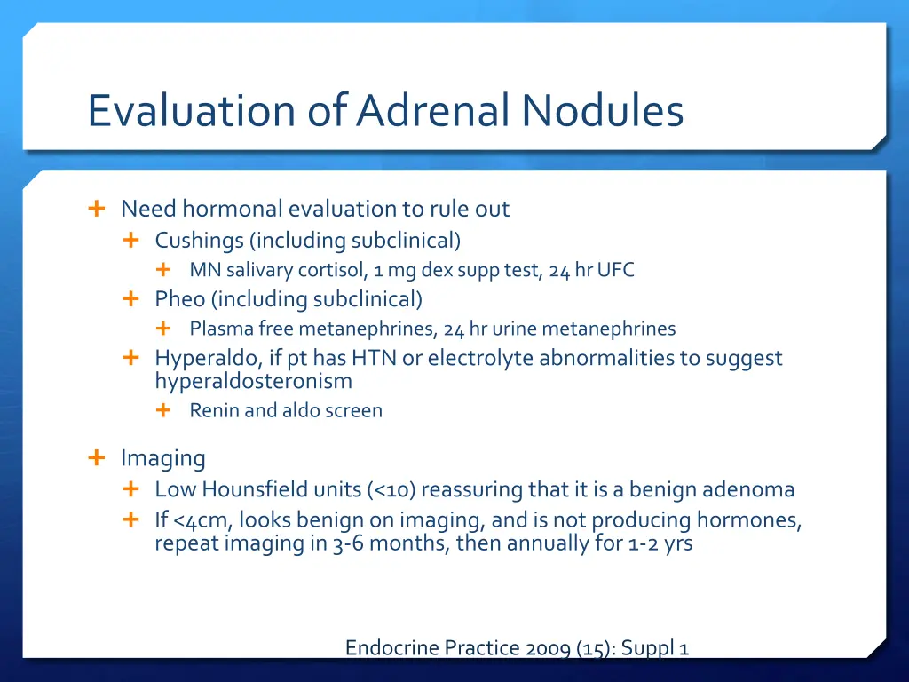 evaluation of adrenal nodules