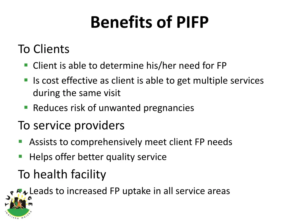 benefits of pifp