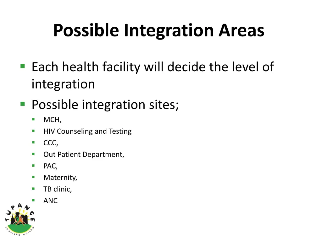 possible integration areas