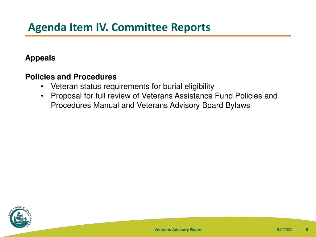 agenda item iv committee reports