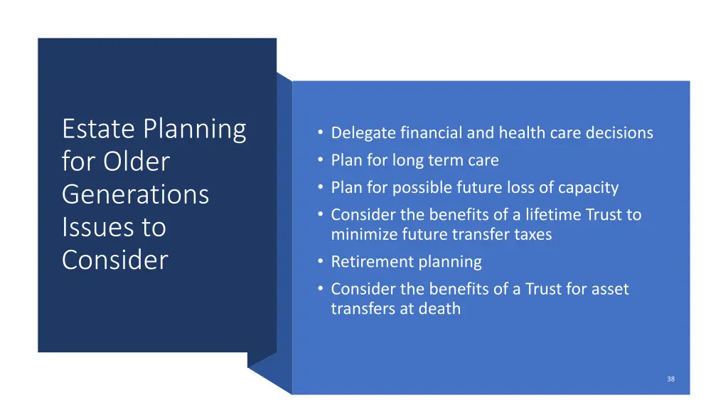 estate planning for older generations issues