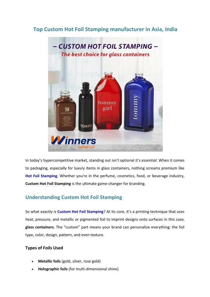 top custom hot foil stamping manufacturer in asia