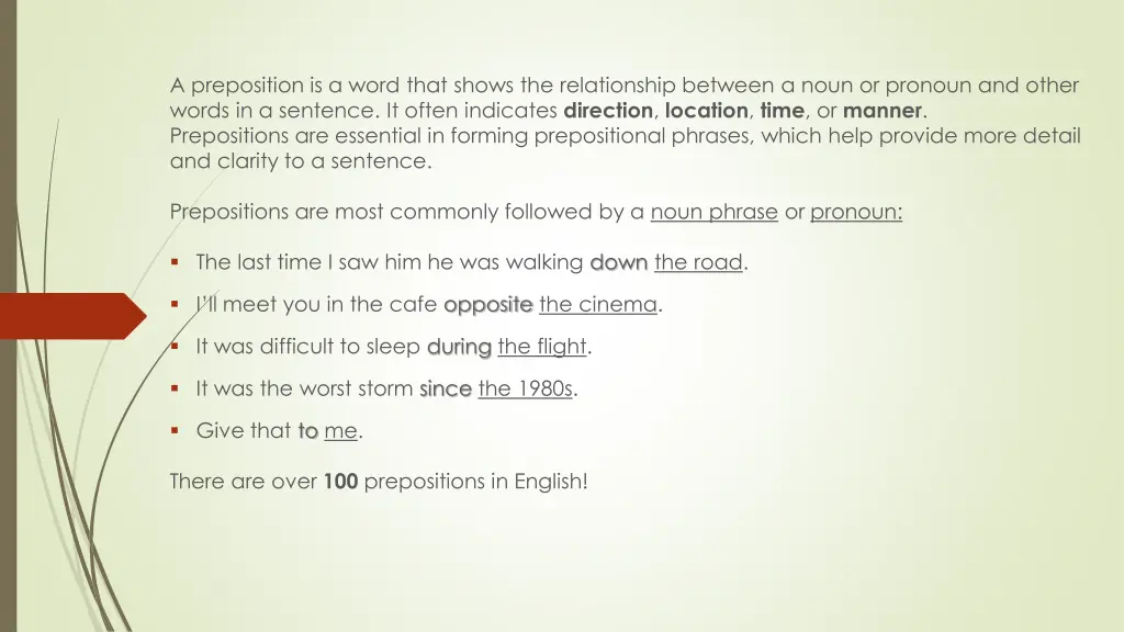 a preposition is a word that shows