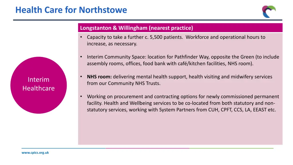 health care for northstowe 1