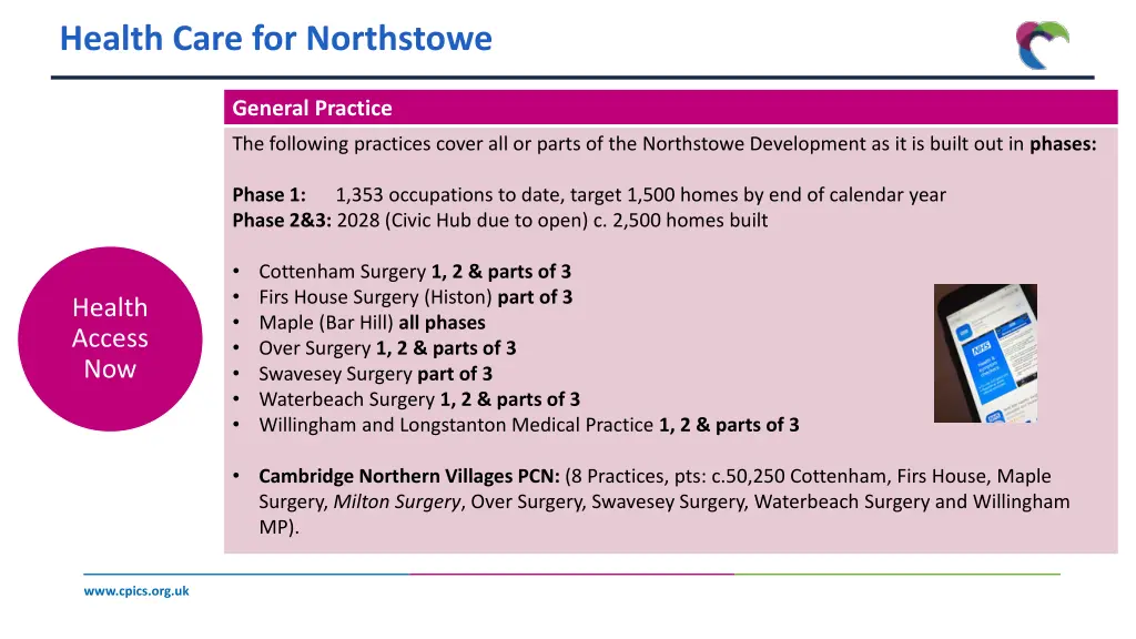 health care for northstowe