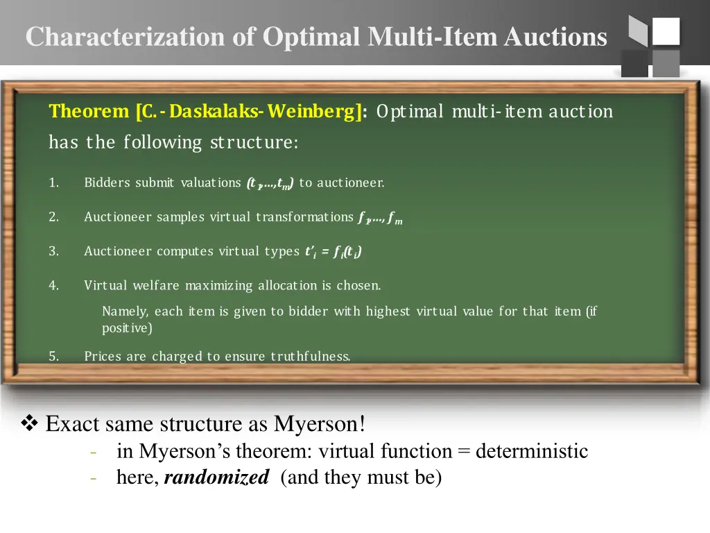 characterization of optimal multi item auctions 1