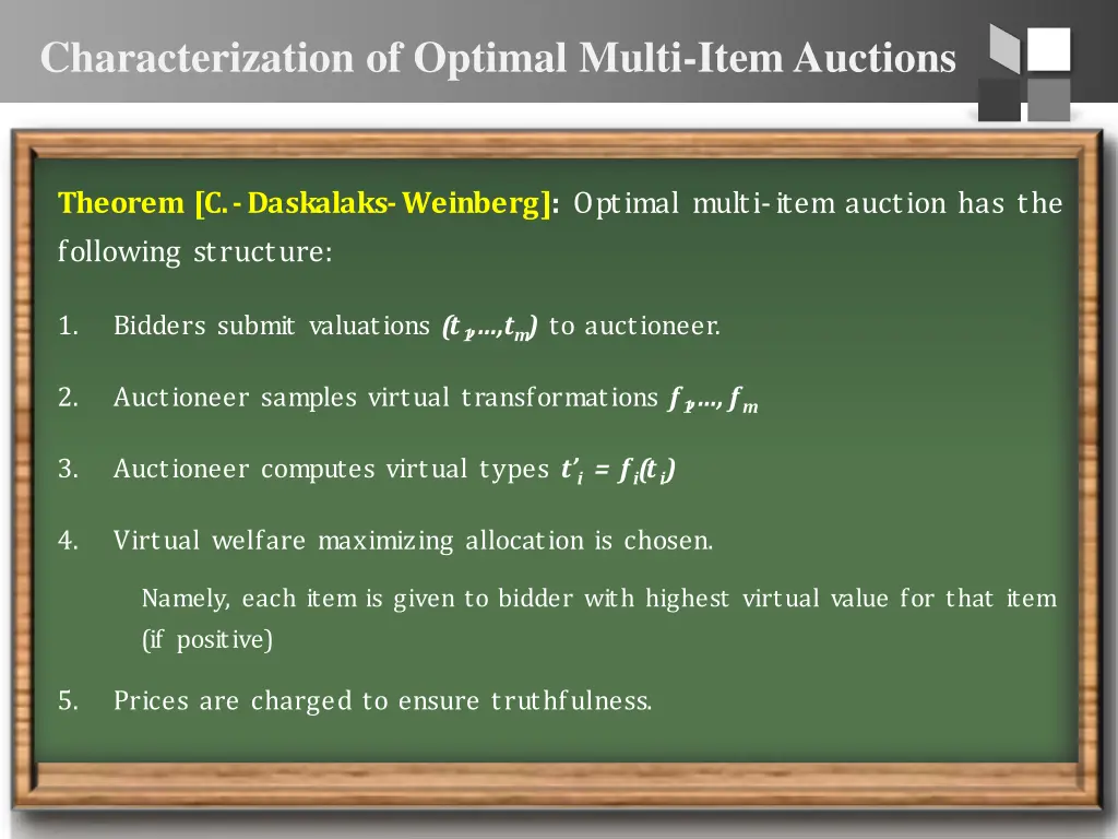 characterization of optimal multi item auctions