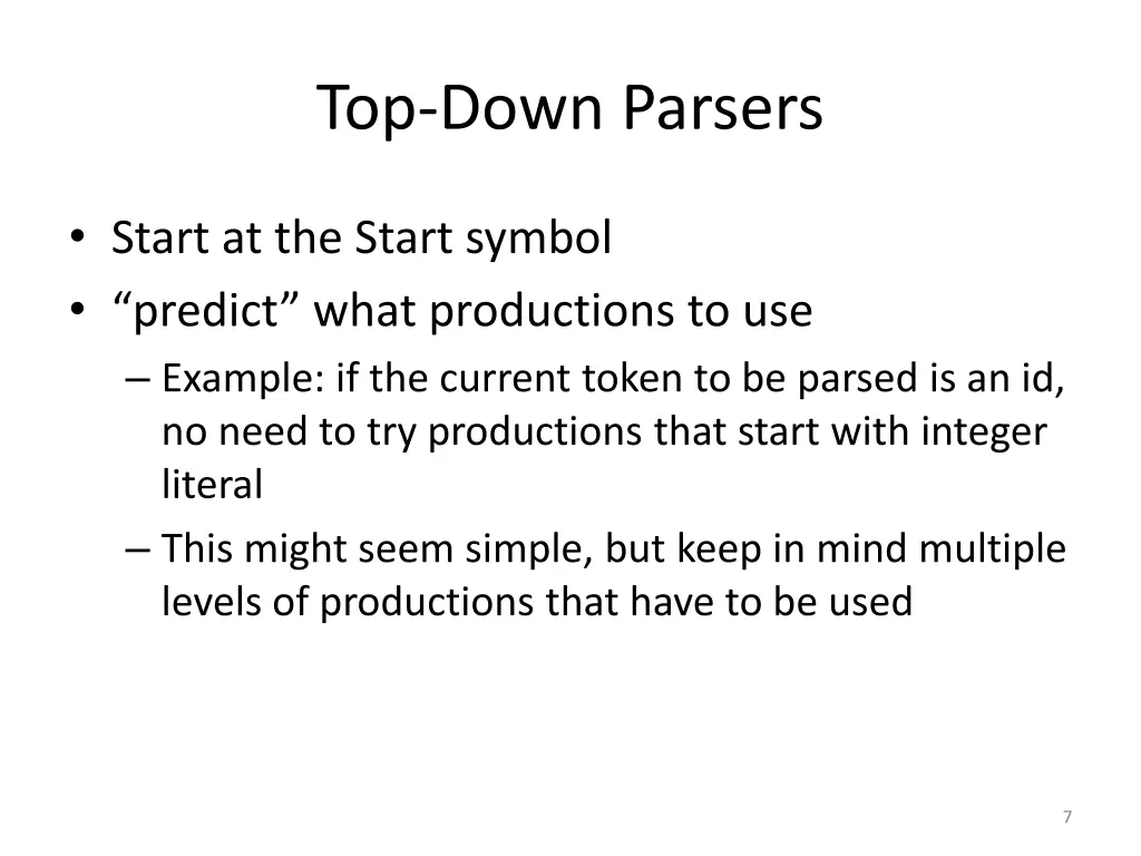 top down parsers