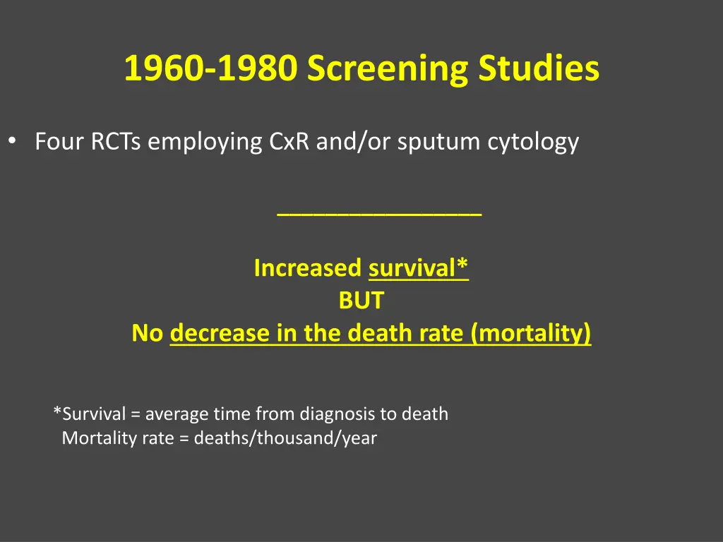 1960 1980 screening studies