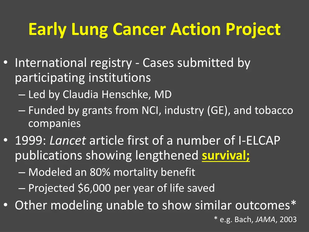 early lung cancer action project