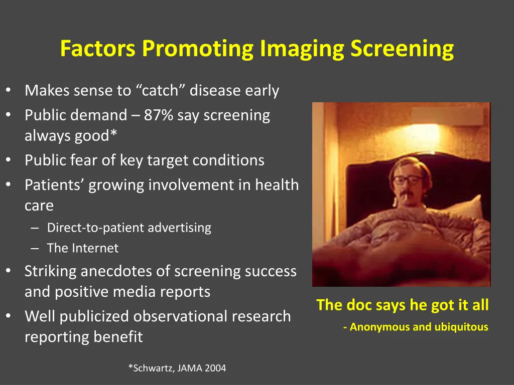 factors promoting imaging screening
