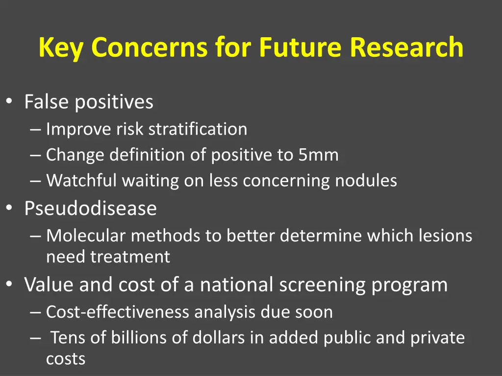 key concerns for future research