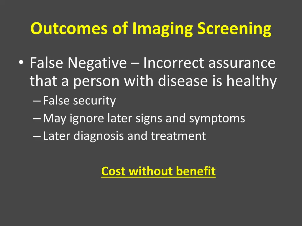 outcomes of imaging screening 1
