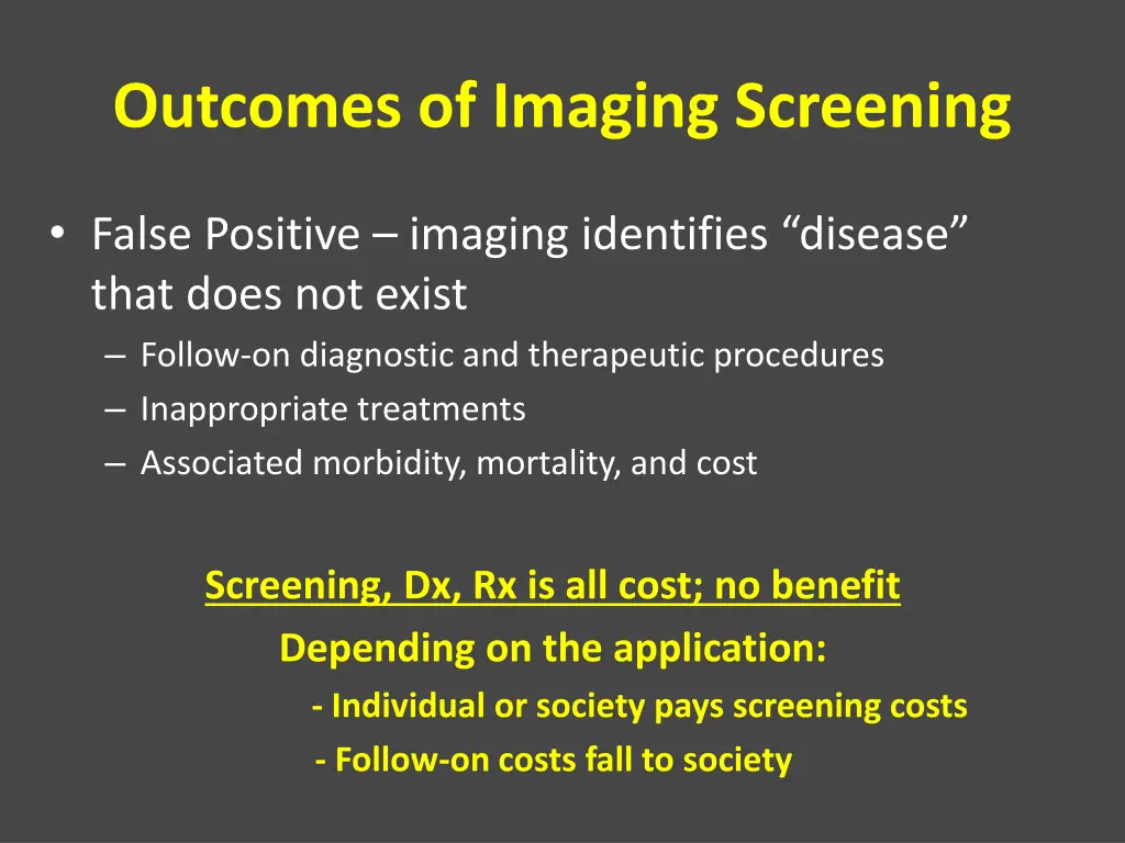 outcomes of imaging screening 2