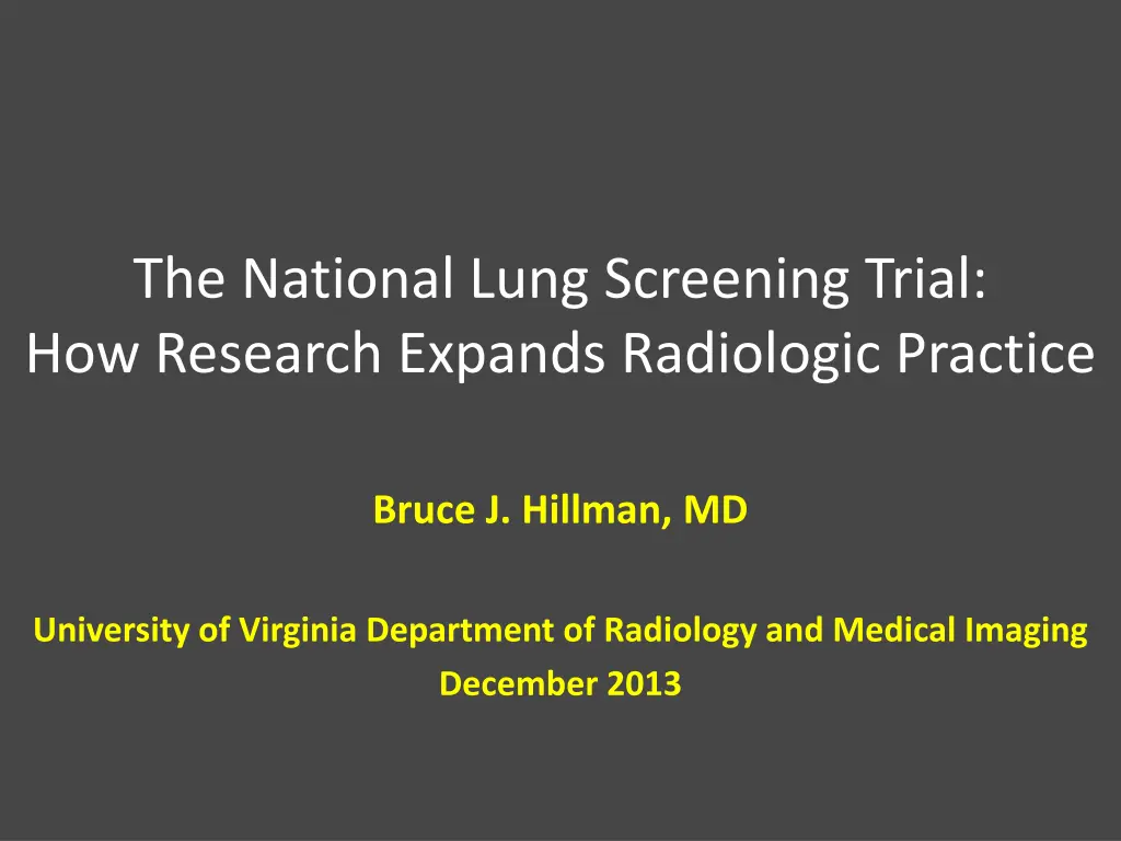 the national lung screening trial how research