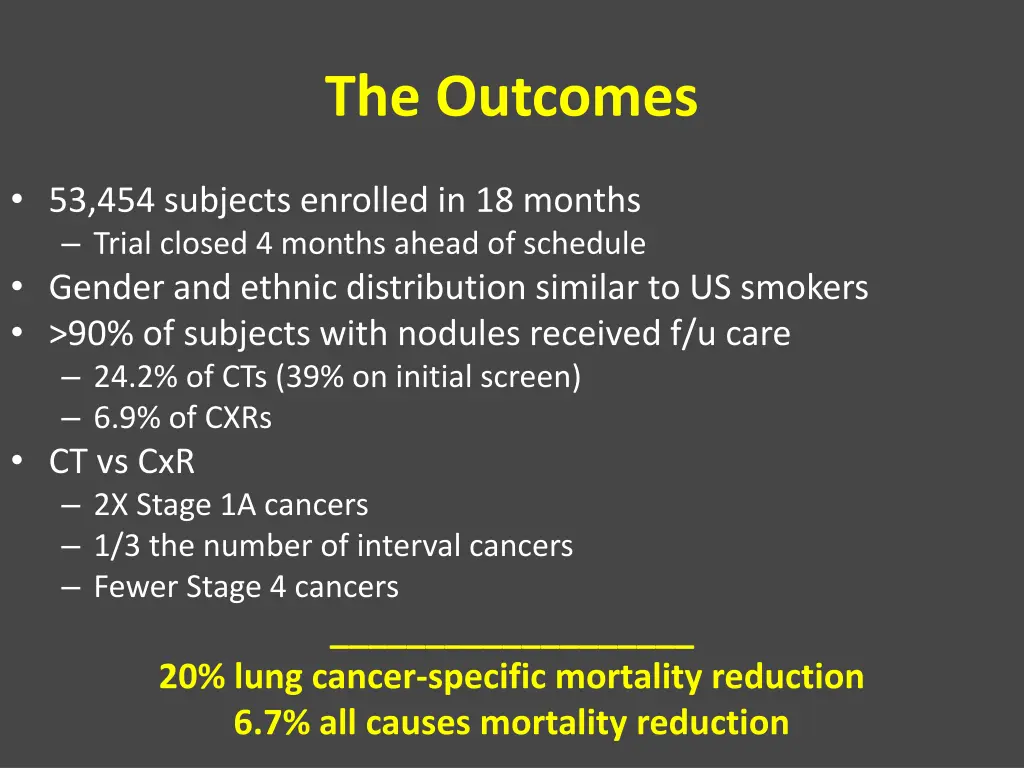 the outcomes