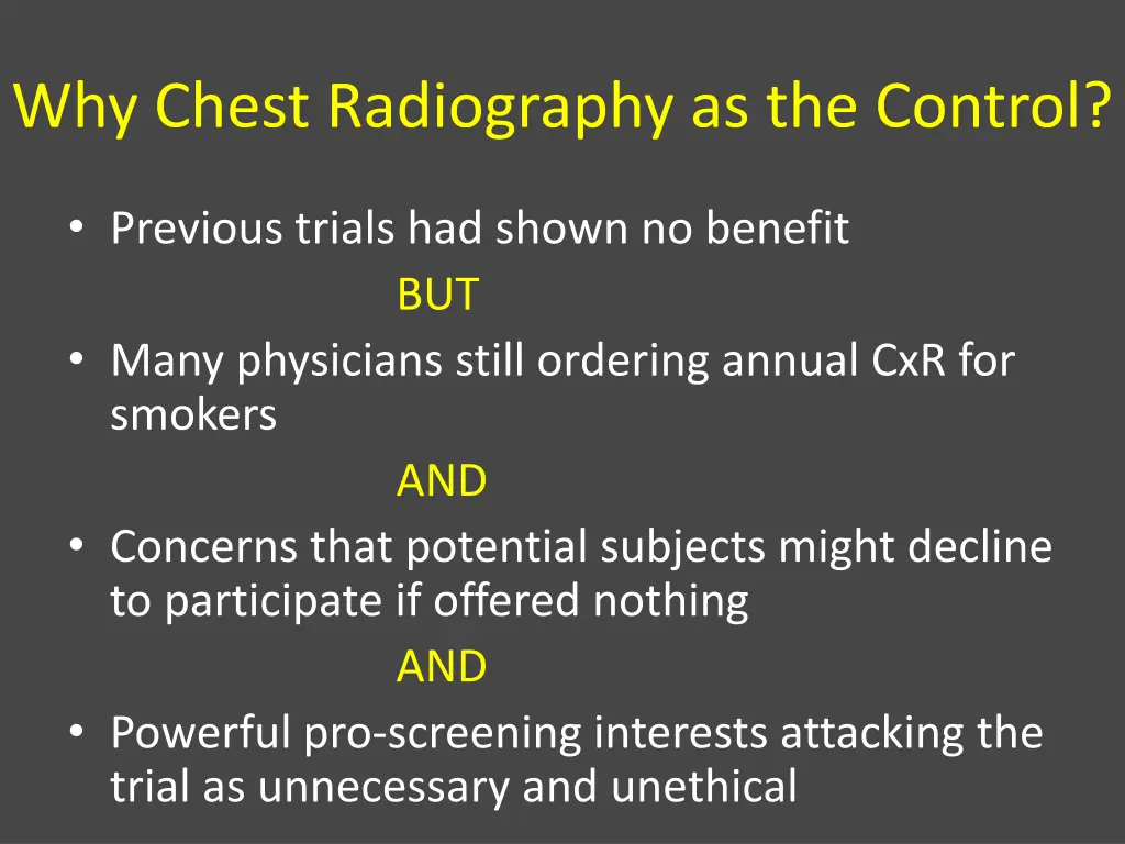 why chest radiography as the control