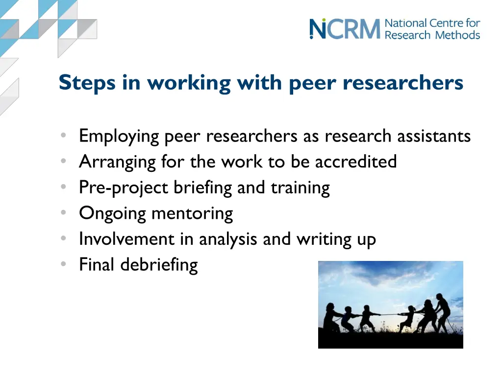 steps in working with peer researchers