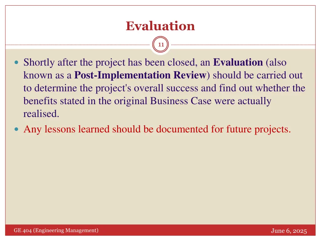 evaluation