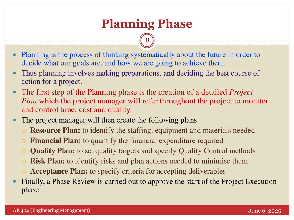 planning phase