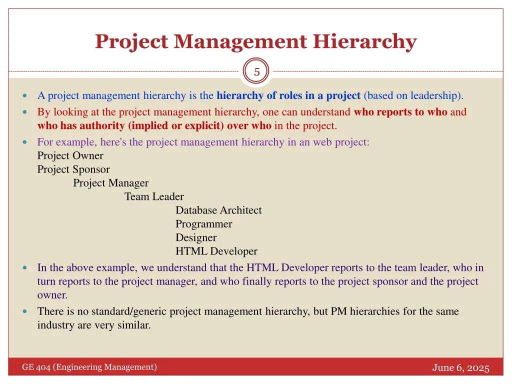 project management hierarchy
