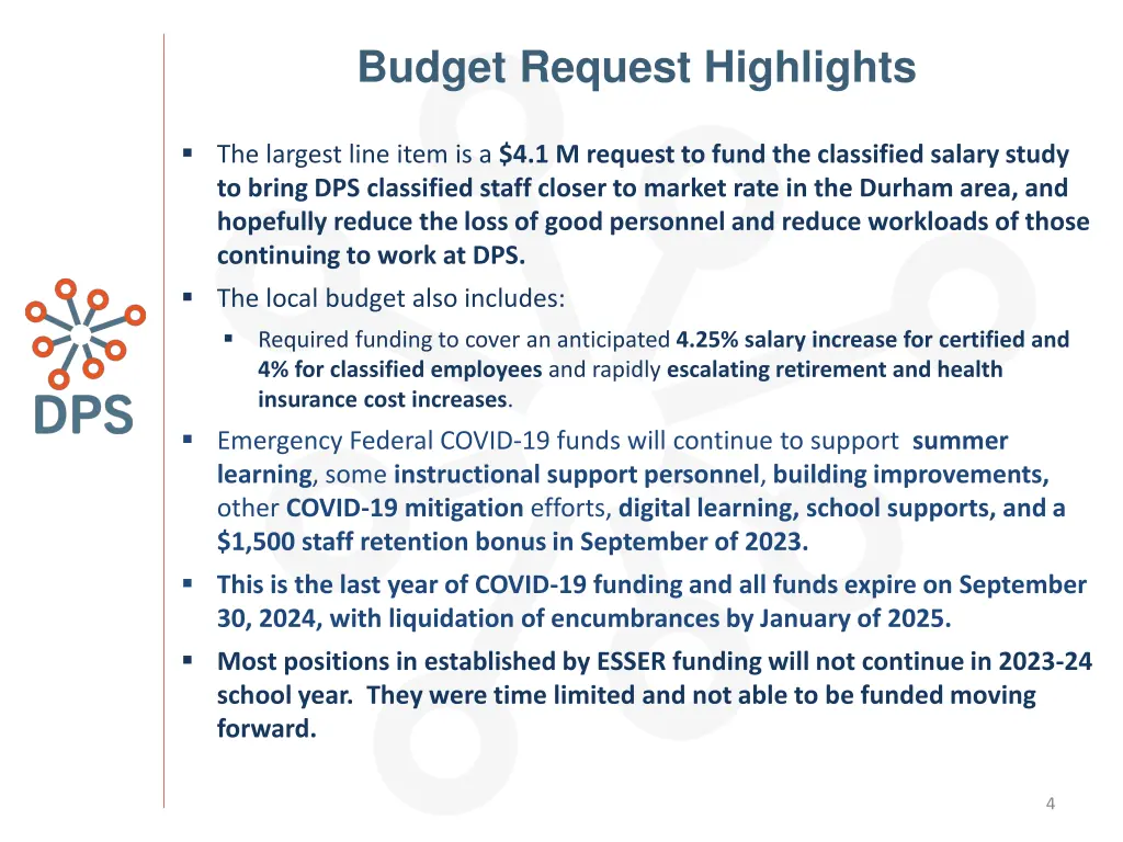 budget request highlights