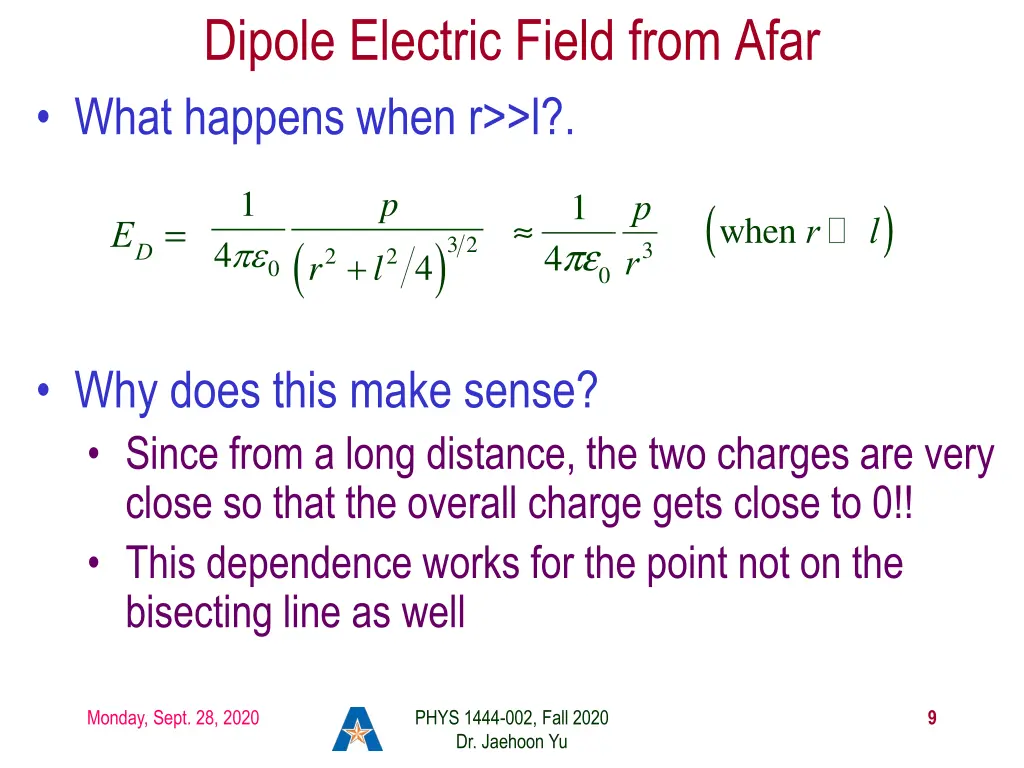 dipole electric field from afar
