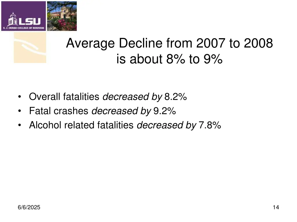 average decline from 2007 to 2008 is about 8 to 9