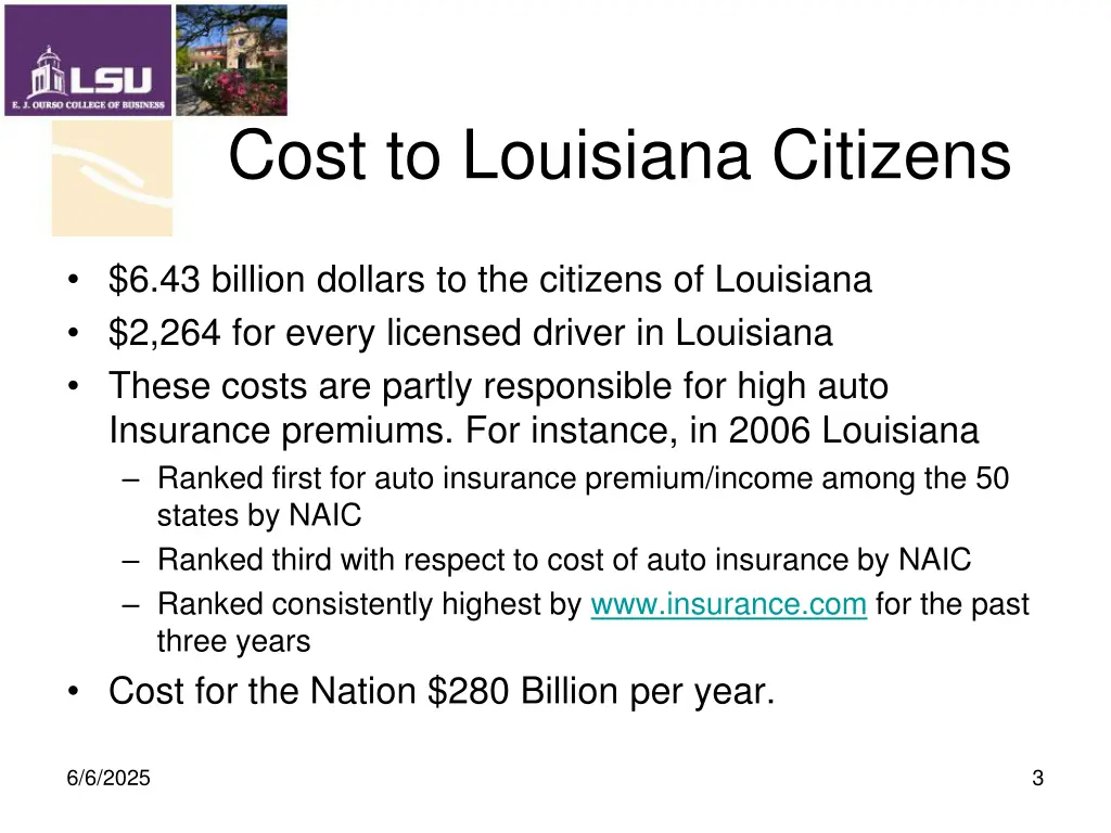 cost to louisiana citizens