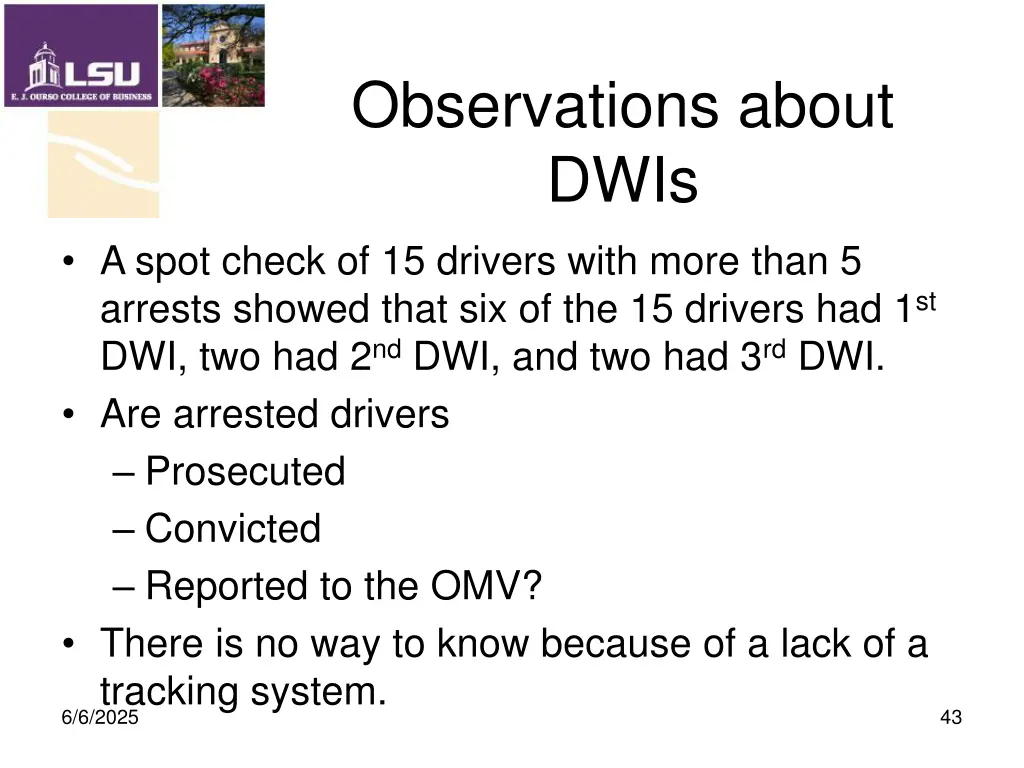 observations about dwis
