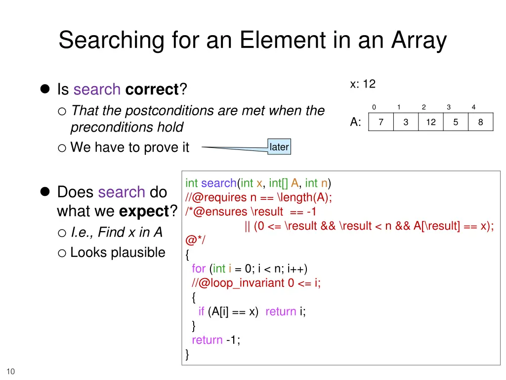 searching for an element in an array 7