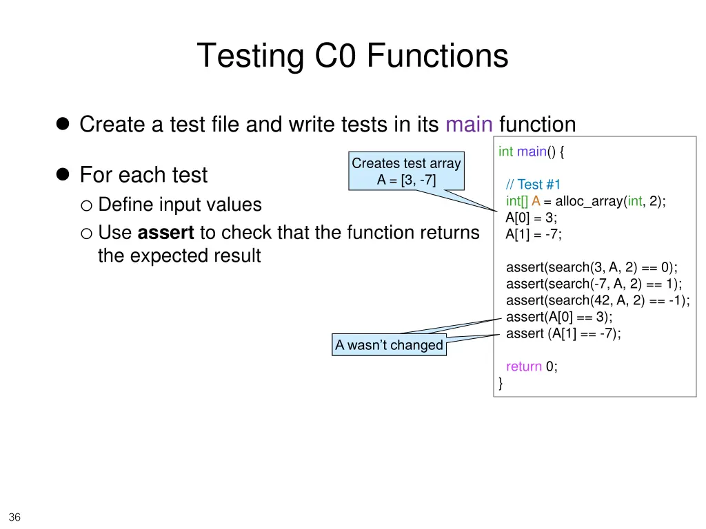 testing c0 functions