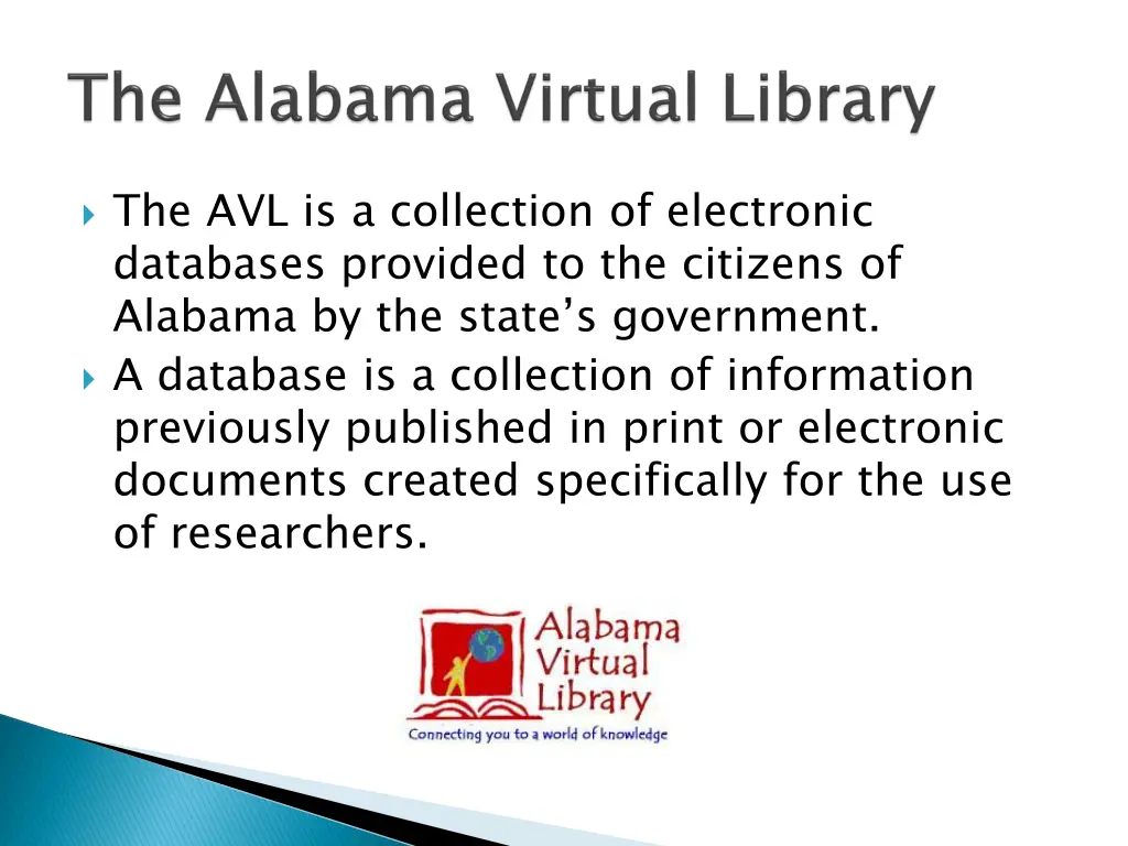 the avl is a collection of electronic databases