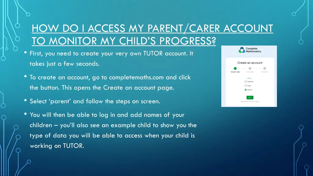 how do i access my parent carer account