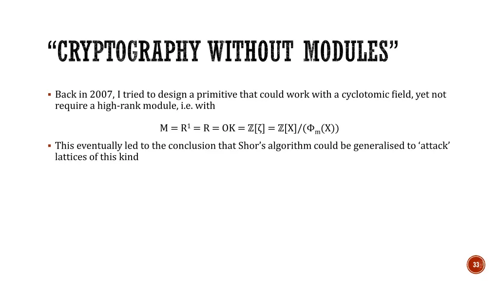 cryptography without modules
