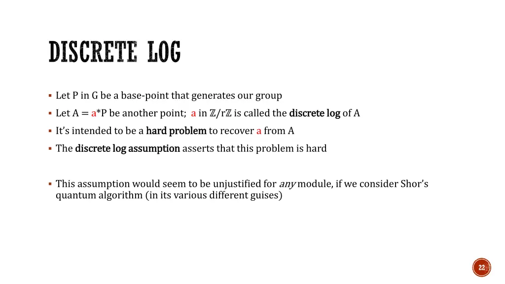 discrete log