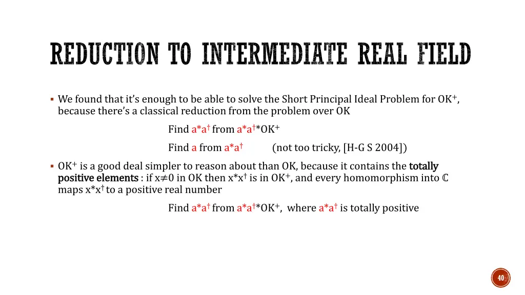 reduction to intermediate real field