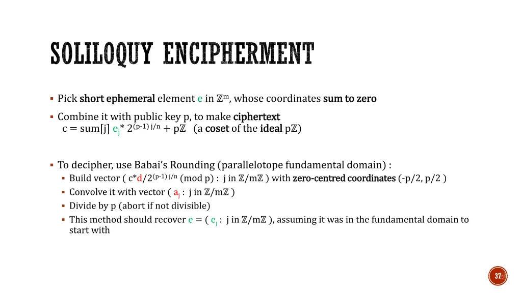 soliloquy encipherment