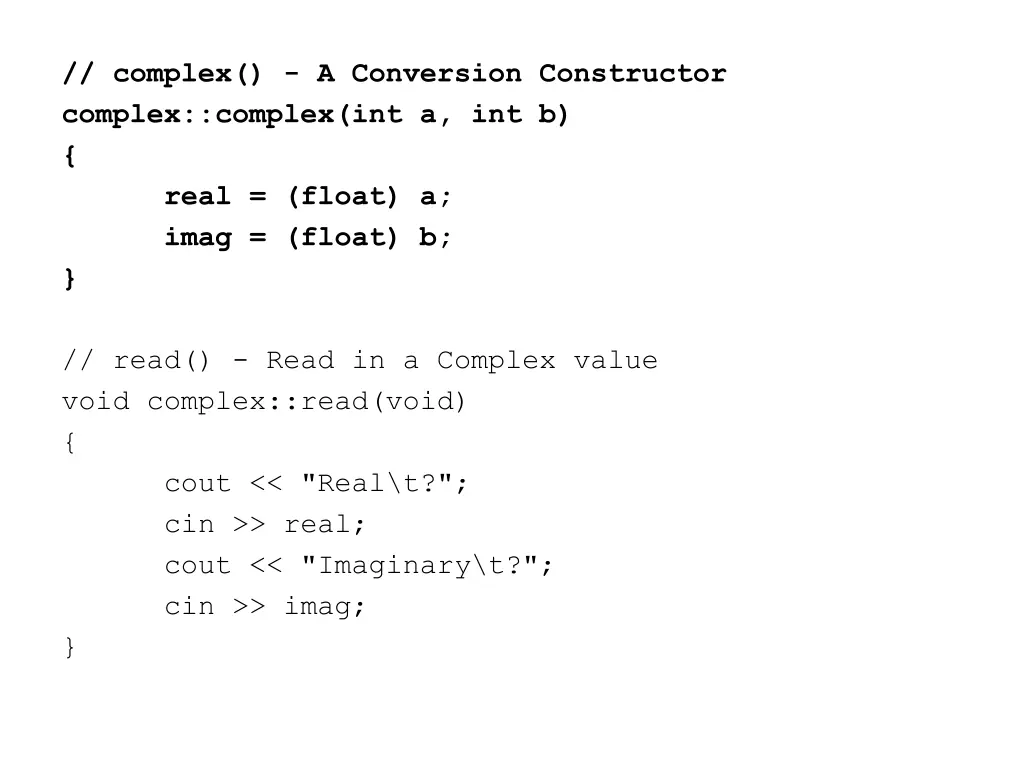 complex a conversion constructor complex complex