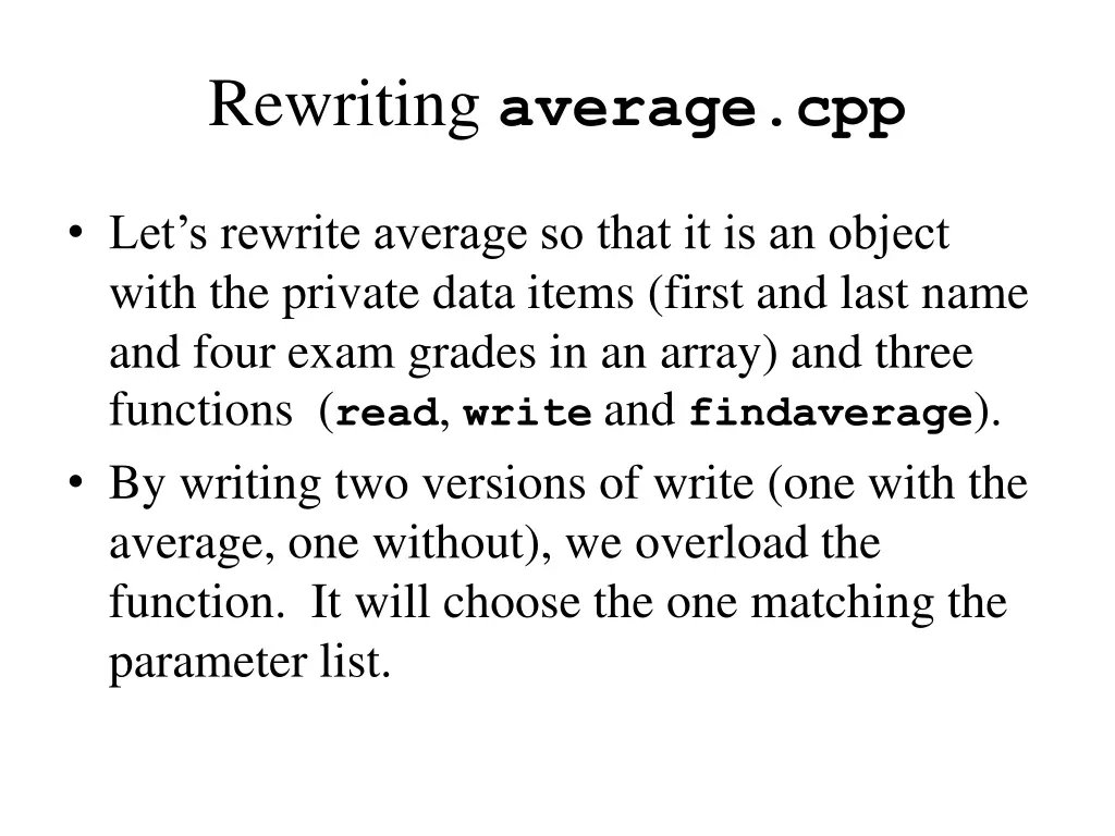 rewriting average cpp