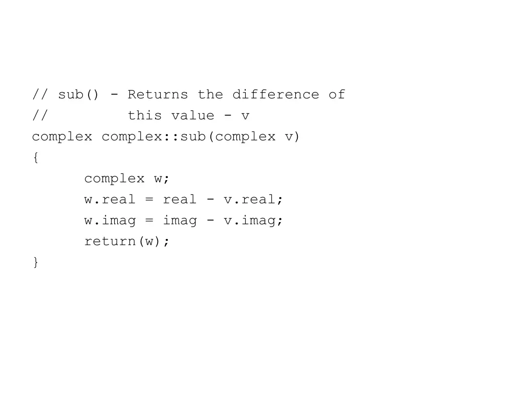 sub returns the difference of this value