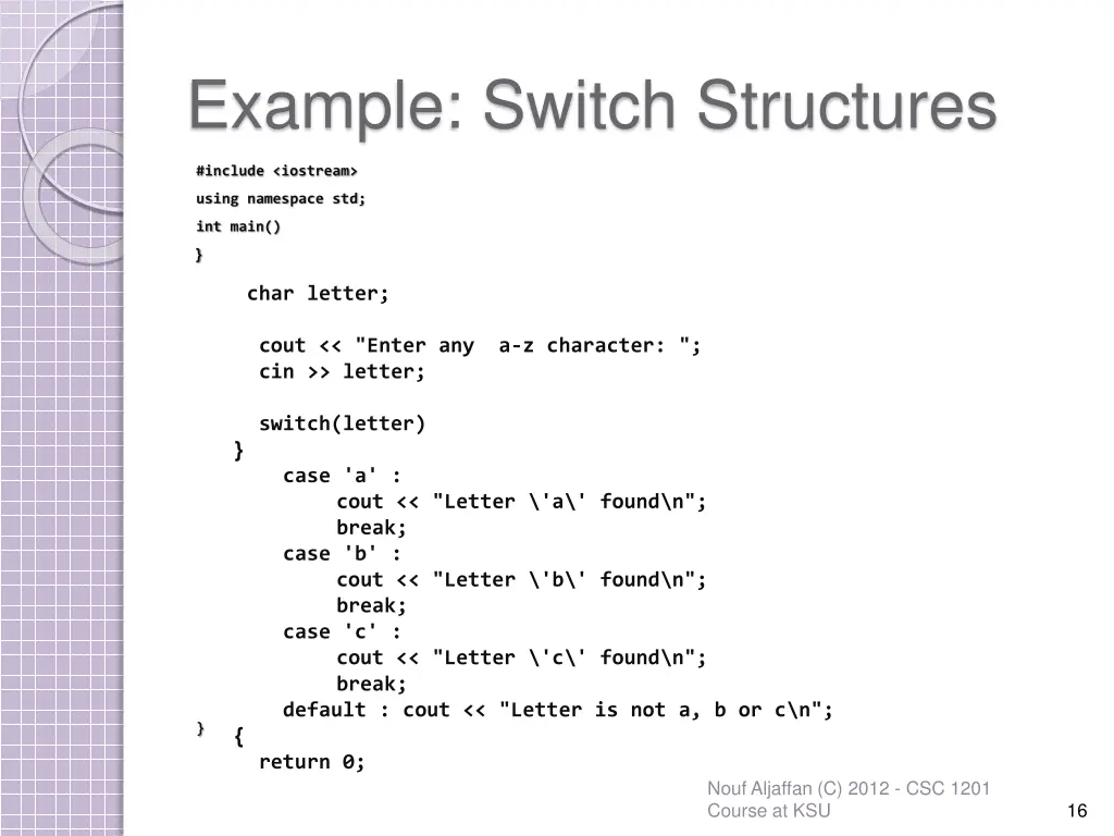 example switch structures