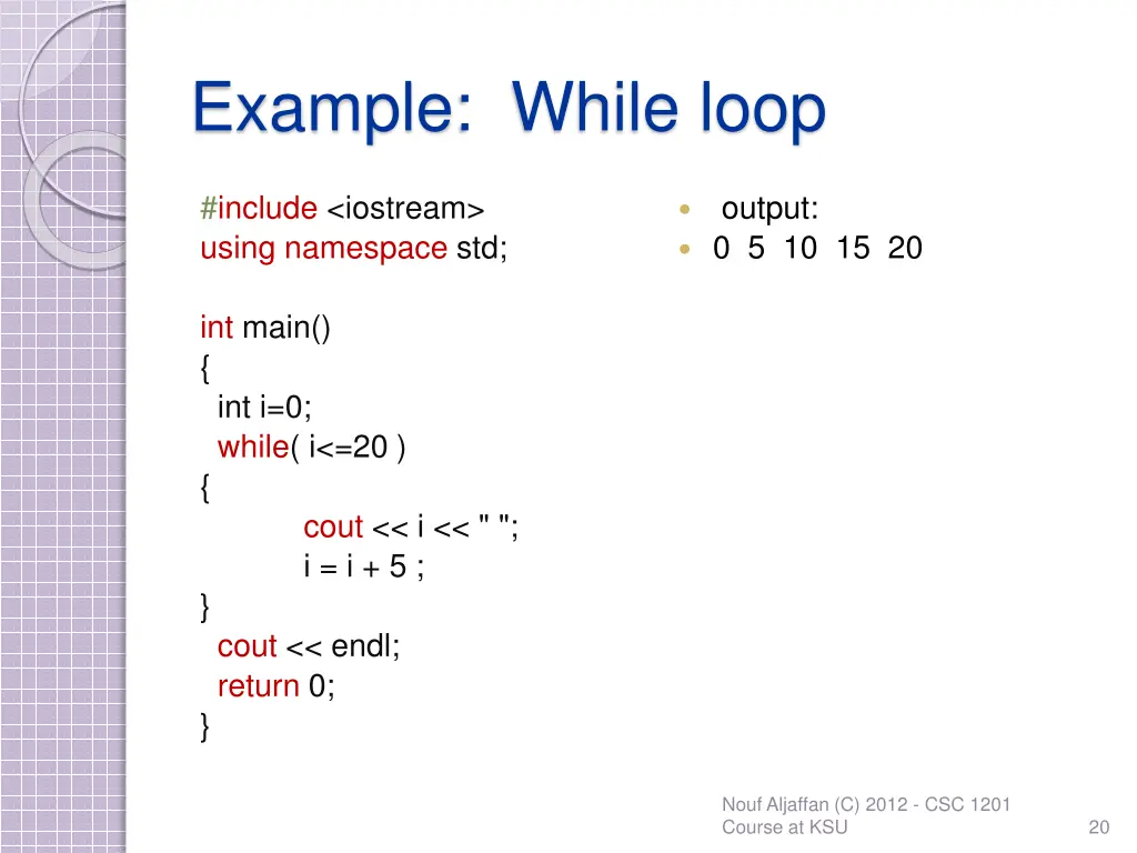 example while loop