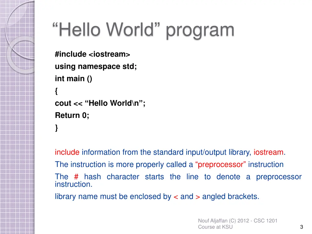 hello world program