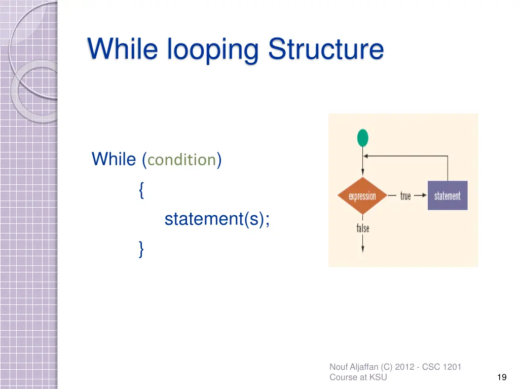 while looping structure